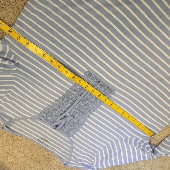 Talbots Cotton Modal Stripes & Lace Tie Up Top - Picture 10 of 14